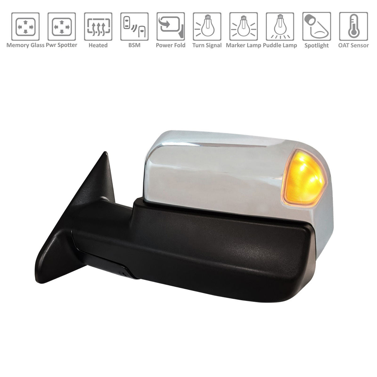 2019-2022 DODGE RAM 2500 RAM 3500 Power Door Tow Mirror Driver Side
