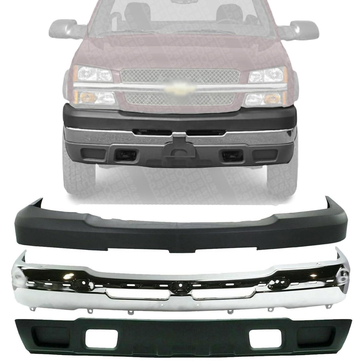 2003-2007 Chevrolet Silverado Front Upper Bumper Trim Cap - GM1002416 / GM1051109 / GM1092205