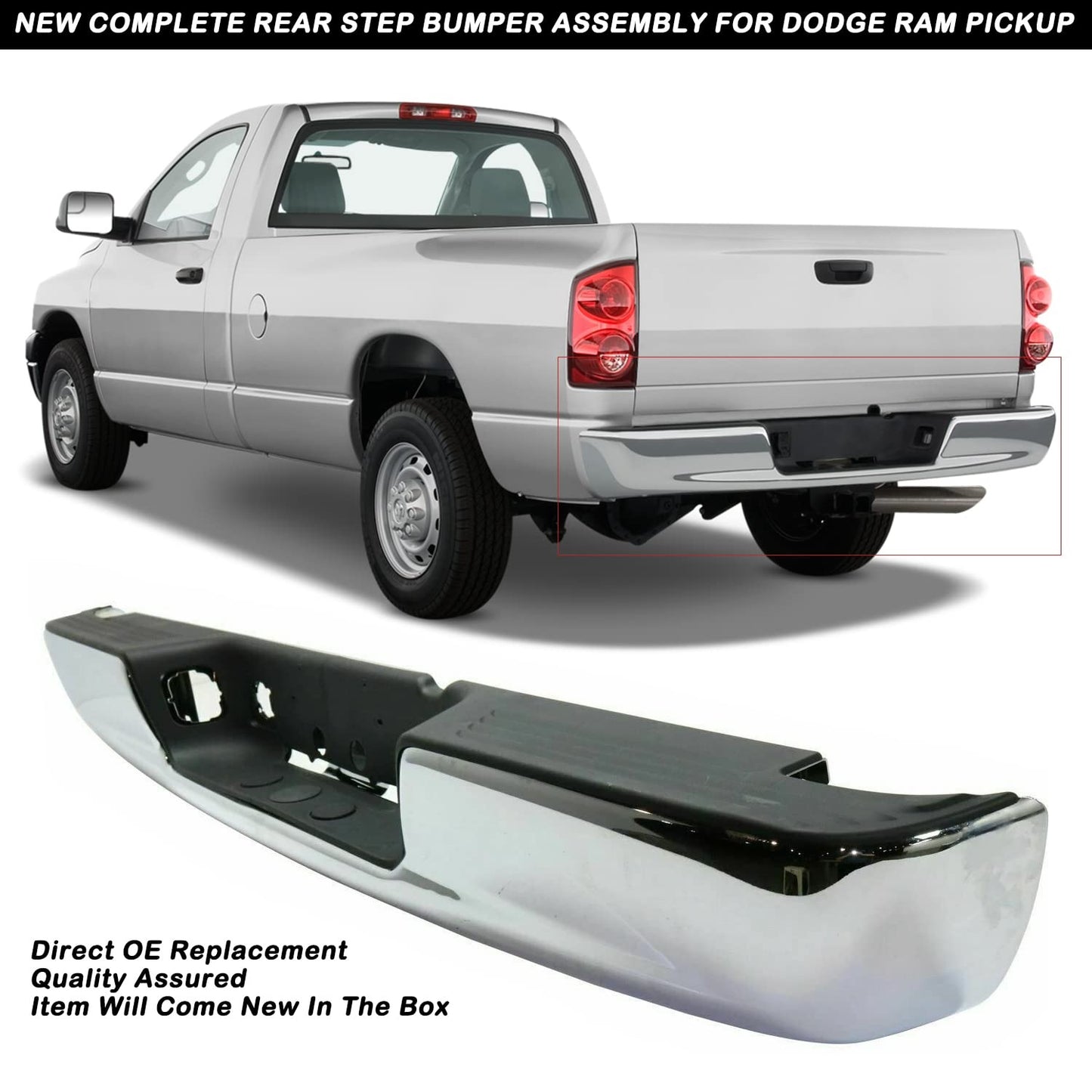 2002 - 2008 Dodge RAM Chrome Bumper Complete Assembly CH1103111