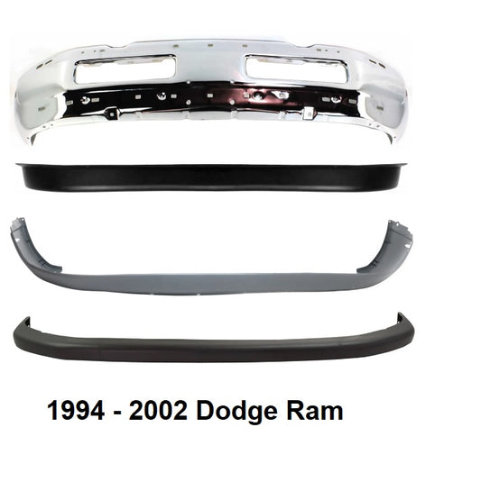 Dodge RAM 1994 - 2001 1500 2500 3500 Pickup Front Chrome Bumper Assembly