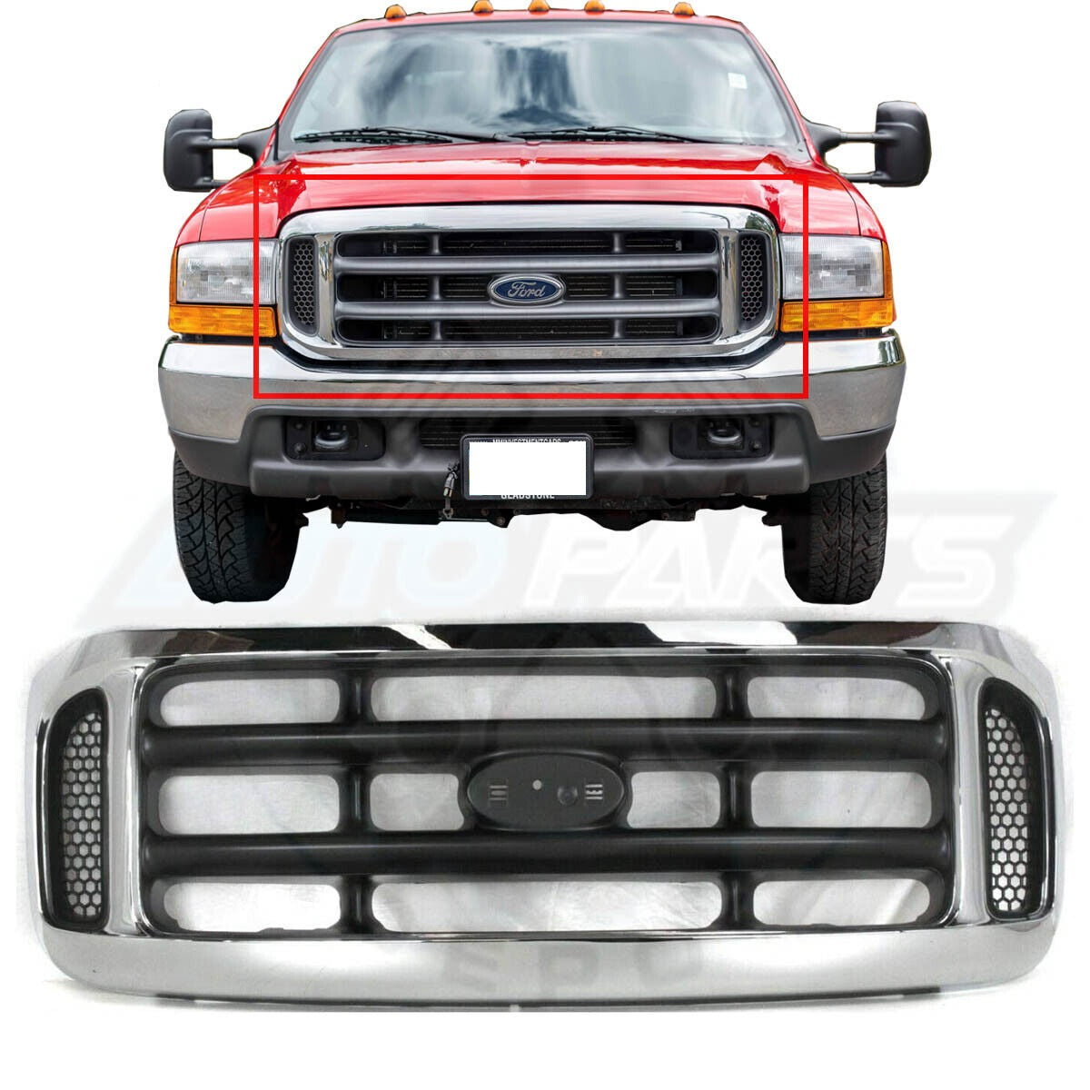 Ford F250 F350 F450 1999 - 2007 Chrome and Black Grille FO1200359