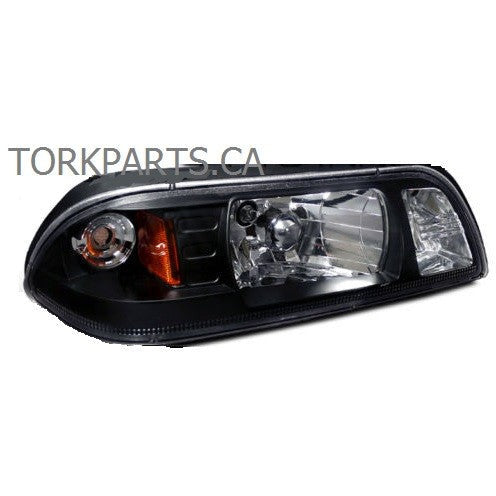 1987-93 Ford Mustang Crystal Black Euro 1-Piece Style Headlights Lamp '6351