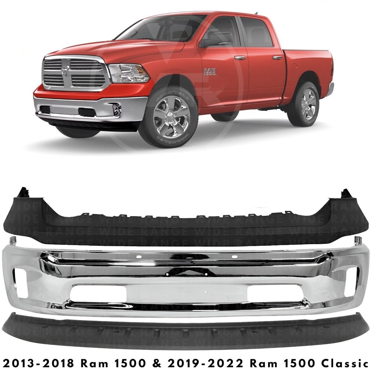 Dodge RAM 2009 - 2018 1500 2009 - 2023 1500 Classic Chrome front bumper Assembly with Fog Light holes CH1002396