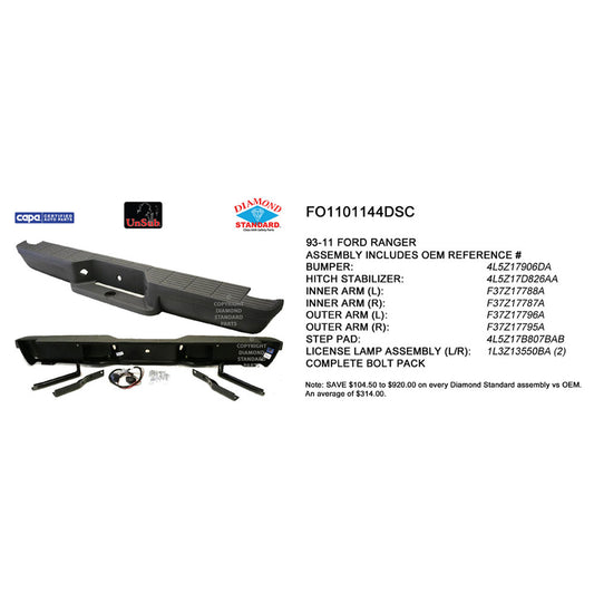 1993-2011 FORD RANGER Rear Step Bumper Assembly