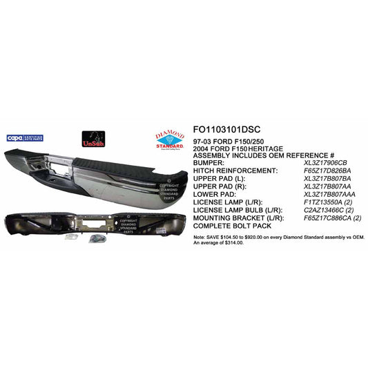 1997-2004 FORD F150 Rear Step Bumper Assembly