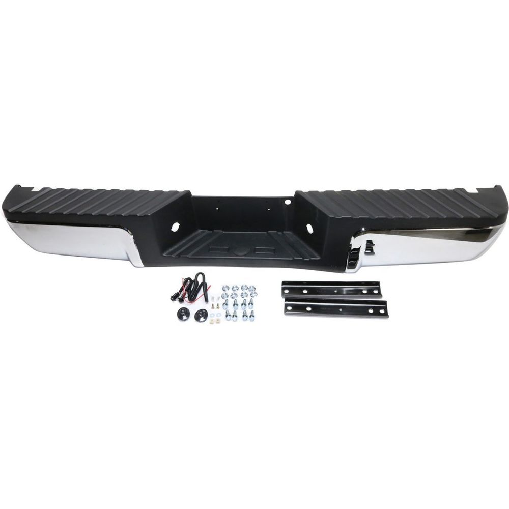Ford F250 F350 F450 2011 - 2016 Fits -> 2013 - 2016 Rear Step Bumper Assembly Chrome without Park Sensor Holes FO1103176