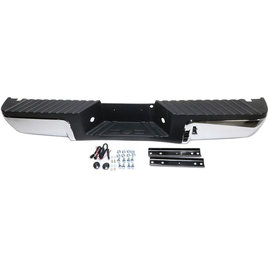 Ford F250 F350 F450 2011 - 2016 Fits -> 2013 - 2016 Rear Step Bumper Assembly Chrome without Park Sensor Holes FO1103176