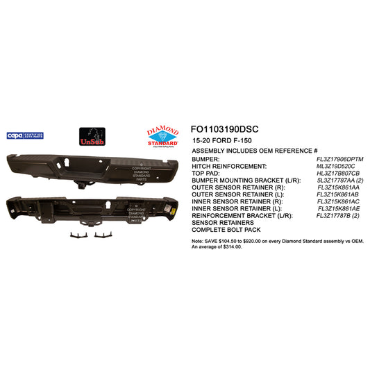 2015-2020 FORD F150 Rear Step Bumper Assembly
