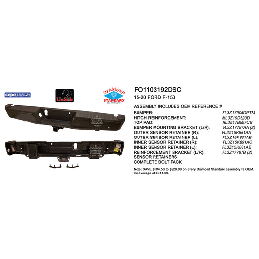 2015-2020 FORD F150 Rear Step Bumper Assembly