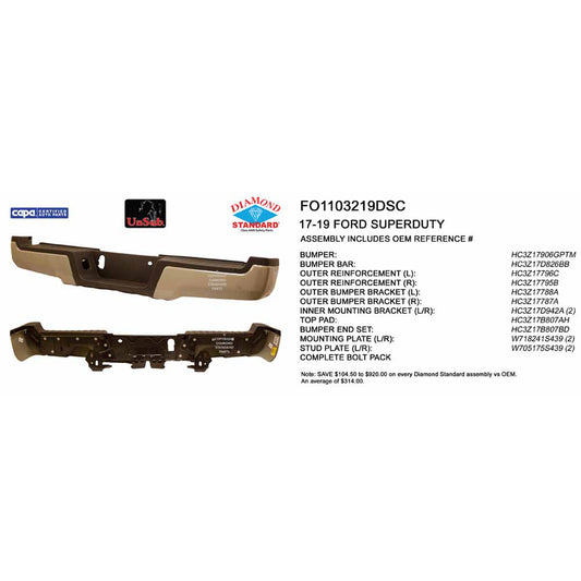 2017-2022 FORD F250 F350 F450 Rear Step Bumper Assembly