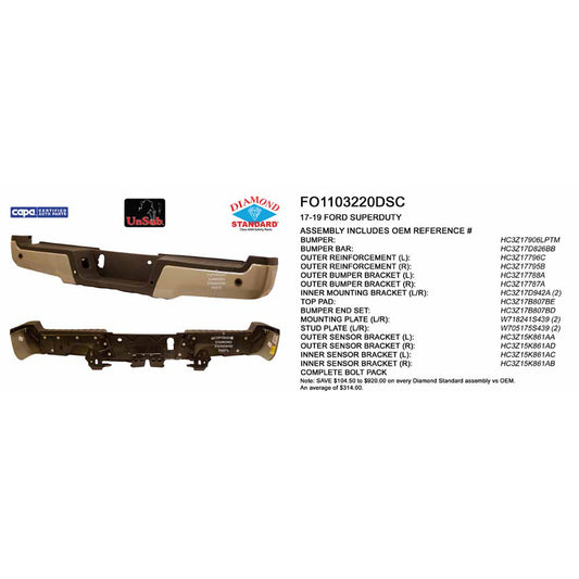 2017-2022 FORD F250 F350 F450 Rear Step Bumper Assembly