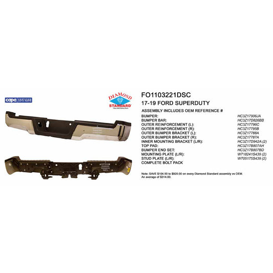 2017-2022 FORD F250 F350 F450 Rear Step Bumper Assembly