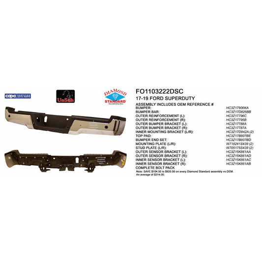 2017-2022 FORD F250 F350 F450 Rear Step Bumper Assembly