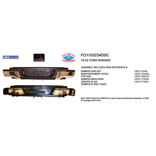 2019-2023 FORD RANGER Rear Step Bumper Assembly