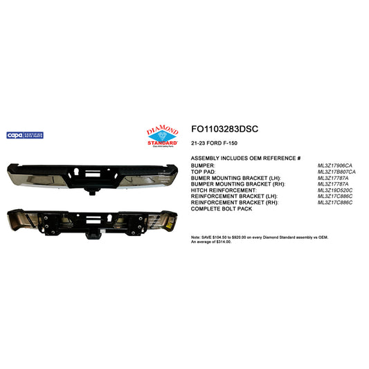 2021-2023 FORD F150 Rear Step Bumper Assembly