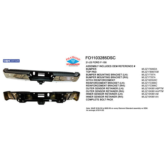 2021-2023 FORD F150 Rear Step Bumper Assembly