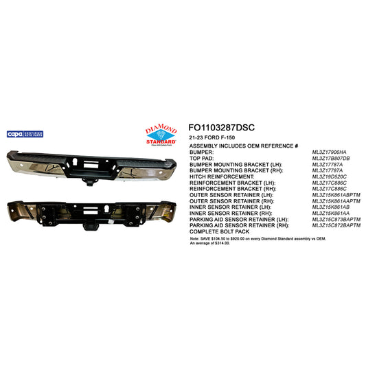 2021-2023 FORD F150 Rear Step Bumper Assembly