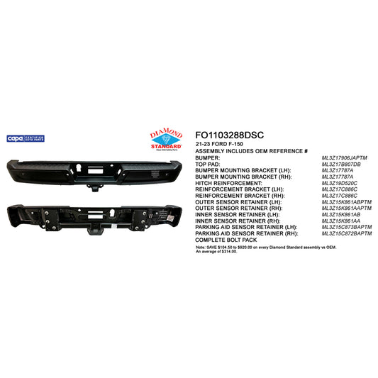 2021-2023 FORD F150 Rear Step Bumper Assembly