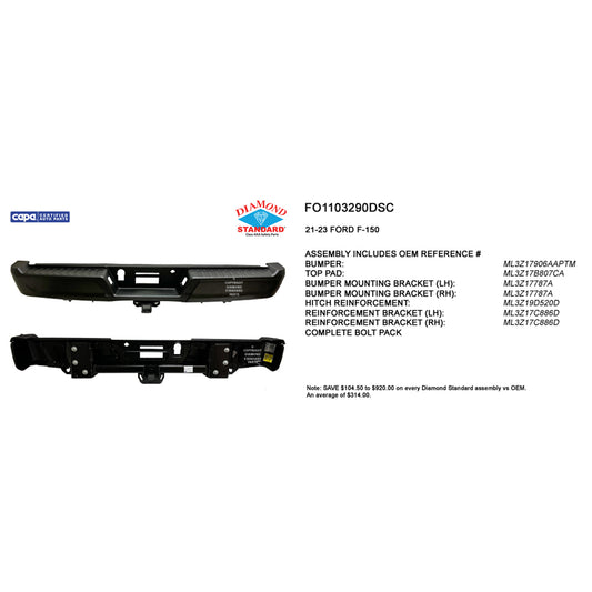 2021-2023 FORD F150 Rear Step Bumper Assembly
