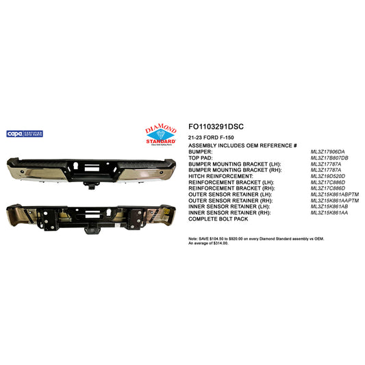 2021-2023 FORD F150 Rear Step Bumper Assembly