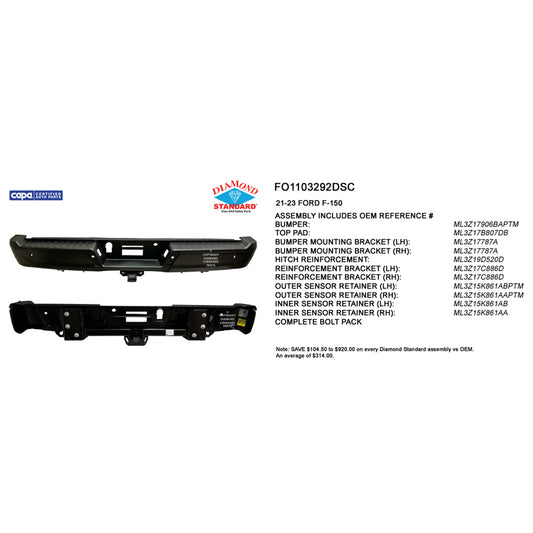 2021-2023 FORD F150 Rear Step Bumper Assembly