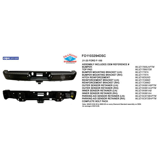 2021-2023 FORD F150 Rear Step Bumper Assembly