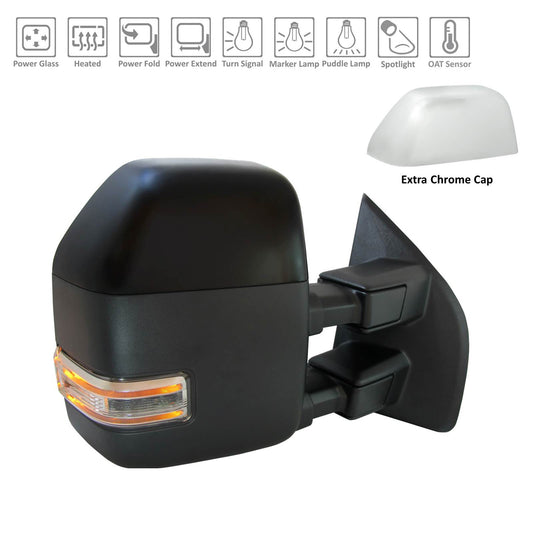 2017-2022 FORD F250 F350 F450 Door Tow Mirror (power, Heat, Signal, Spotlight, Power Fold ) Passenger Side - FO1321611