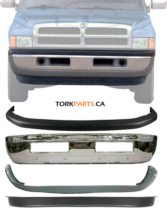 Dodge RAM 1994 - 2001 1500 2500 3500 Pickup Front Chrome Bumper Assembly