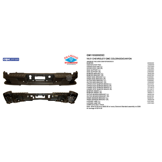 2019-2022 CHEVROLET COLORADO / GMC CANYON Rear Step Bumper Assembly