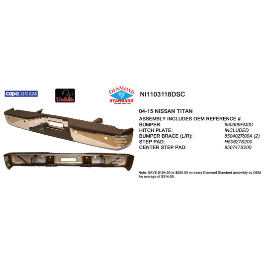 2004-2015 NISSAN TITAN Rear Step Bumper Assembly