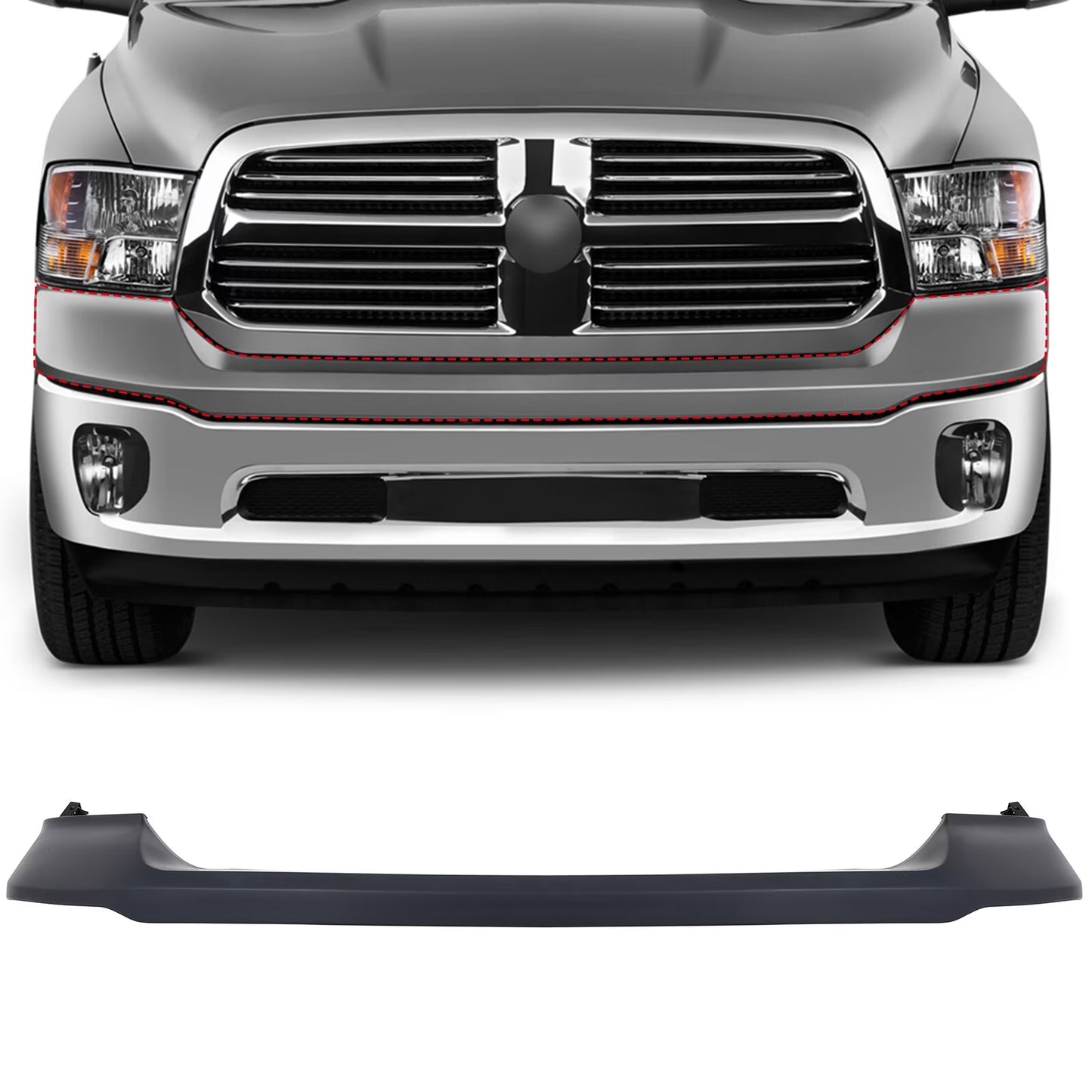 Dodge RAM 2009 - 2018 1500 2009 - 2023 1500 Classic Chrome front bumper Assembly with Fog Light holes CH1002396