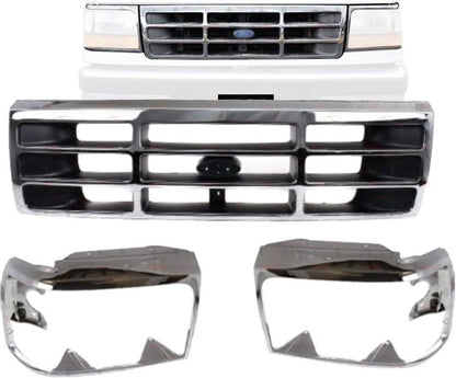 Ford F250 F350 F450 1992 - 1998 Chrome Grille (3 pcs)