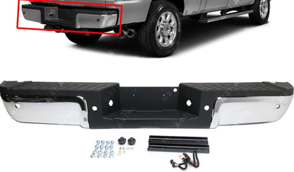 2008 - 2016 Ford F250 F350 F450 Rear Chrome Bumper Assembly with Park Sensor Holes FO1103177