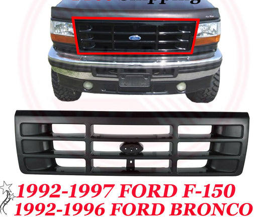 Ford F250 F350 F450 1992 - 1998 BLACK GRILLE (3 Pieces)