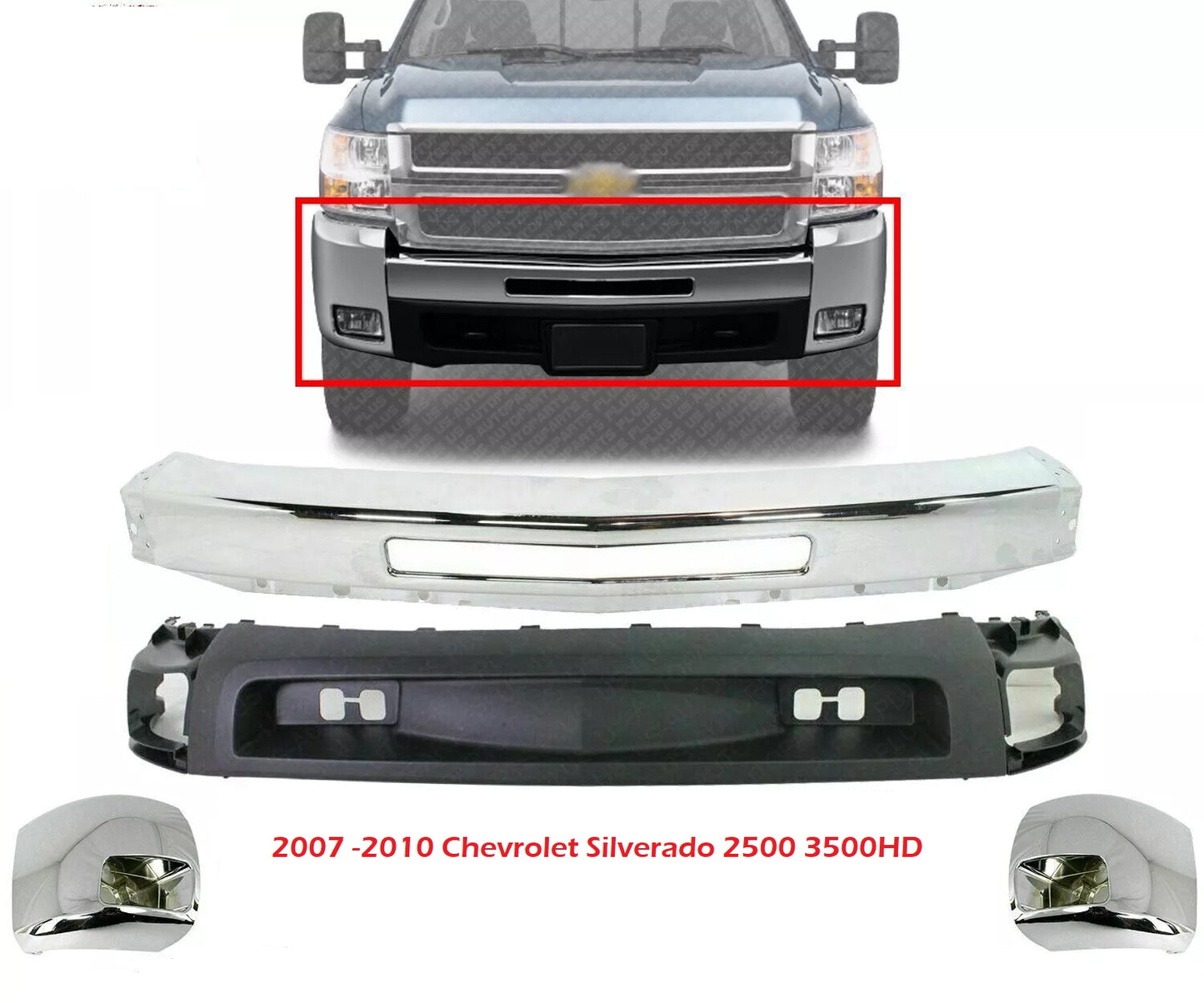 Silverado 2007 - 2013 2500 3500 HD Chrome Front Bumper Assembly