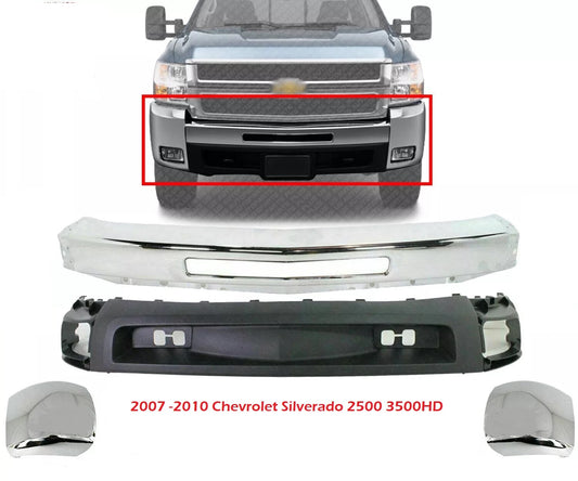 Silverado 2007 - 2013 2500 3500 HD Chrome Front Bumper Assembly w/o Fog Lights Holes