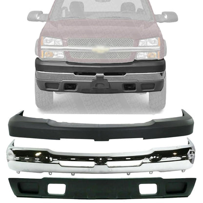 2003 - 2007 Chevrolet Silverado 2500 3500 Front Chrome Bumper Assembly Kit w/o Fog Light GM1002416
