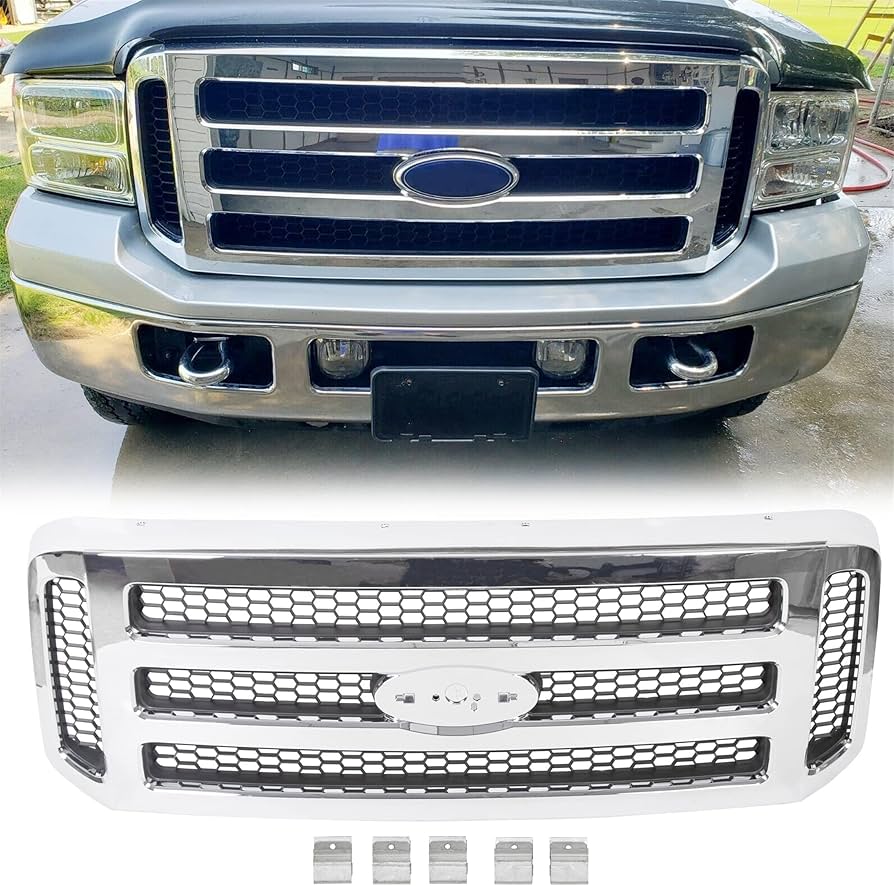 Ford F250 F350 F450 Chrome Grille Fits: 2005 - 2007 - FO1200456