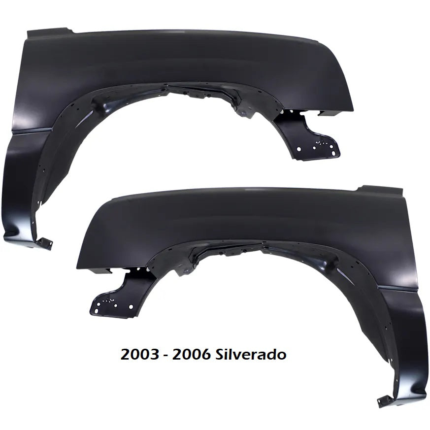 2003 - 2006 Chevrolet Silverado Steel Fender GM1240305 GM1241305 - Pair