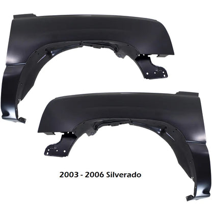 2003 - 2006 Chevrolet Silverado Steel Fender GM1240305 GM1241305 - Pair
