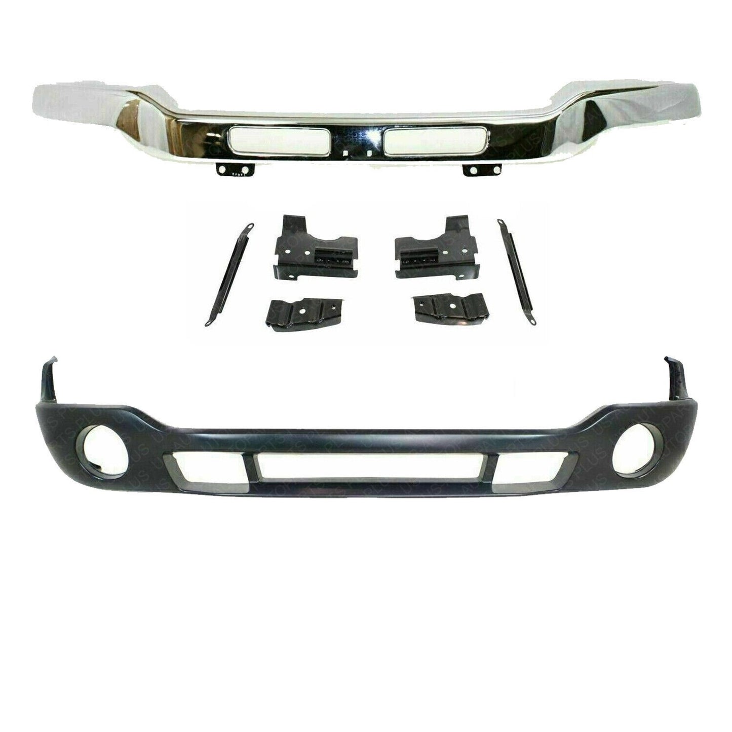 2003-2007 GMC Sierra 2500 3500 HD Front End Kit, Chrome Bumper, Chrome Grille