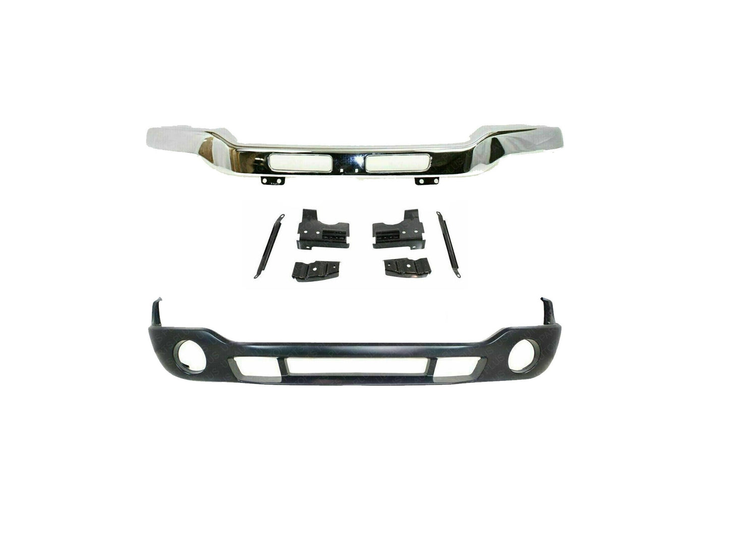 2003-2007 GMC Sierra 2500 3500 HD Front End Kit, Chrome Bumper, Chrome Grille