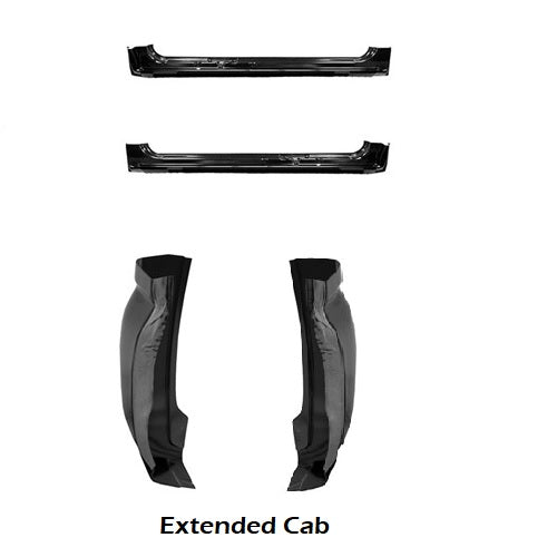 1999 - 2006 GMC Sierra Chev Silverado Rocker Panel and Cab Corner Set for Extended Cab