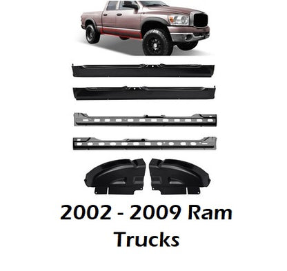 2002 - 2008 Dodge RAM Quad Cab Inner, Outer Rockers and Cab Corners Set