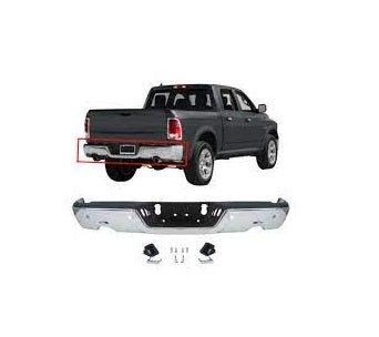 Dodge RAM 2009 - 2018 Ram 1500 Rear Step Bumper Assembly w/dual exhaus, w/park sensor holes- Chrome CH1103119