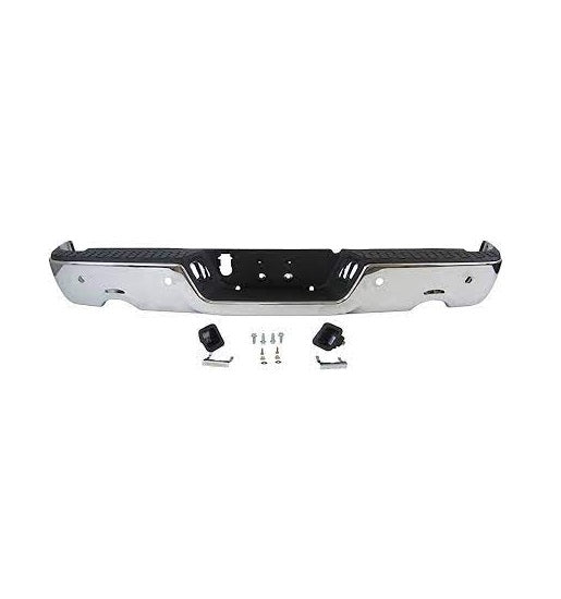 Dodge RAM 2009 - 2018 Ram 1500 Rear Step Bumper Assembly w/dual exhaus, w/park sensor holes- Chrome CH1103119