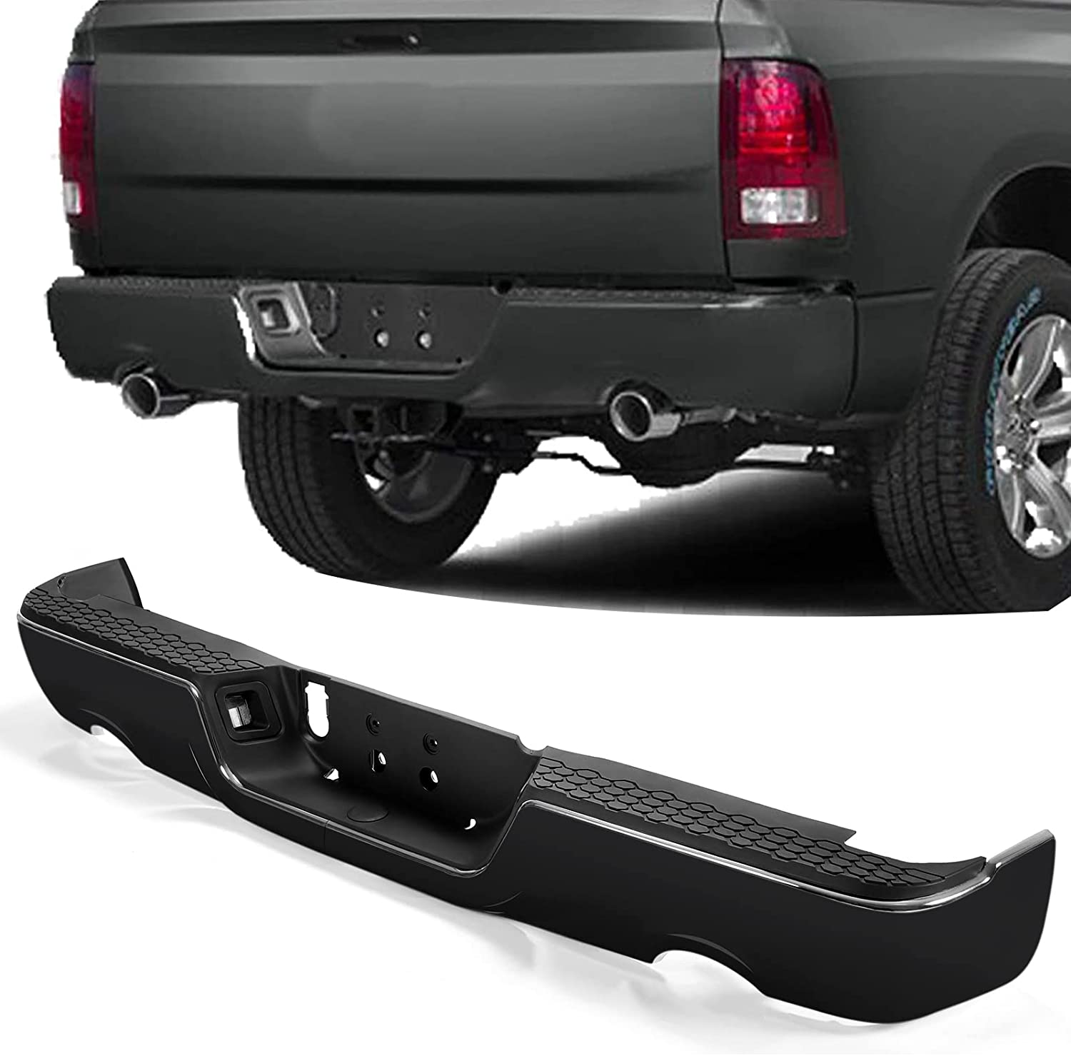 Dodge RAM 2009 - 2018 Ram 1500 Black Rear Step Bumper Assembly w/dual ...