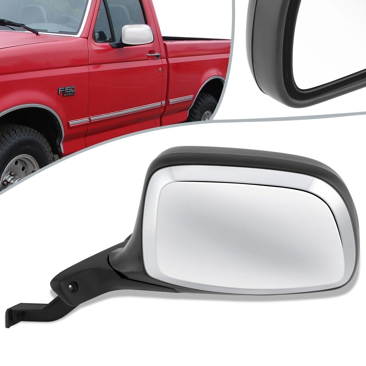 1992-1997 Ford Bronco / F150 / F250 / F350 / F450 Manual Door Mirror - FO1321152