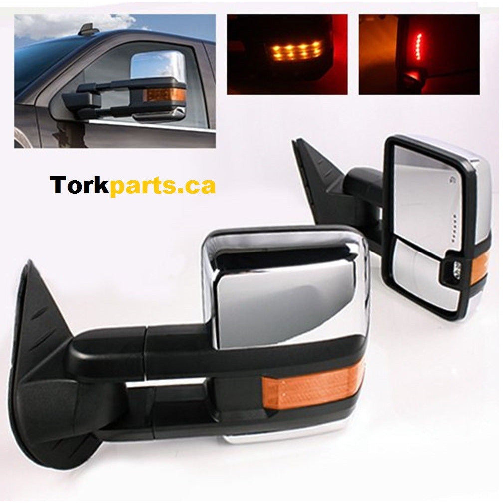 2007 - 2013 GMC Sierra Chev Silverado New Style Chrome Towing Mirrors - GM0713